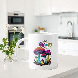 Taza De Café Gigante Coloridos hongos psicodélicos Groovy
