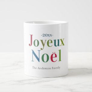 Taza De Café Gigante Coloridos Navidades franceses de Joyeux Noel