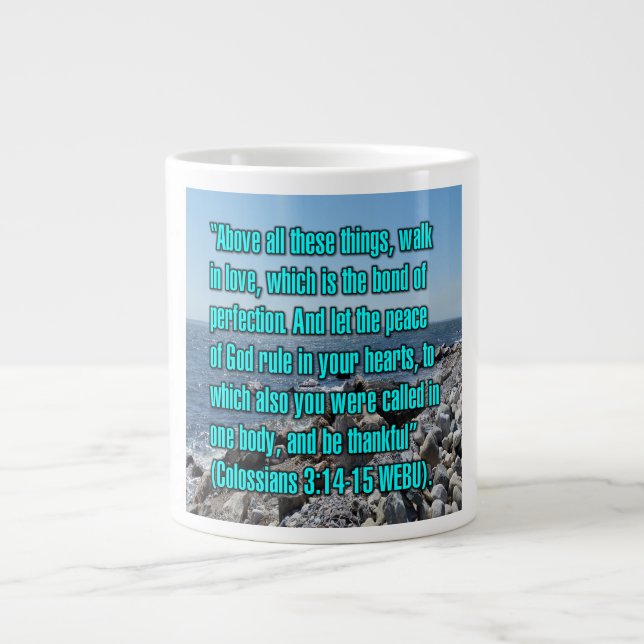 Taza De Café Gigante Colossian 3:14-15 WEBU Mug (Frente)
