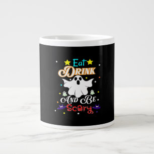 Taza De Café Gigante Coma Bebida Y Da Miedo Feliz Día De Halloween