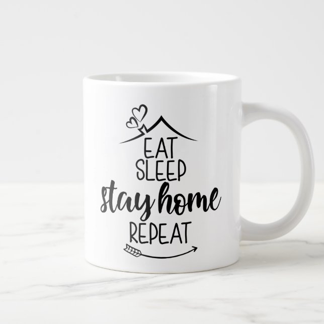 Taza De Café Gigante Coma Sleep Stay Stay Stay Home Repita (Derecha)