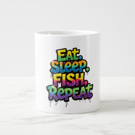 Taza De Café Gigante Come Dormir Pescar Repetir Arcoíris Grafiti
