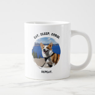 Taza De Café Gigante 'Comer. Dormir. Corgi. Repetir.' Foto personalizab