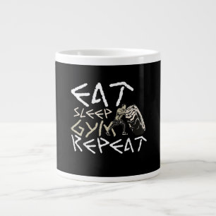 Taza De Café Gigante Comer Gimnasio De Sueño Repetir Cita Graciosa