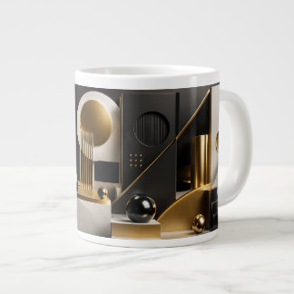 Taza De Café Gigante Composición moderna lujosa: regalo dorado y negro