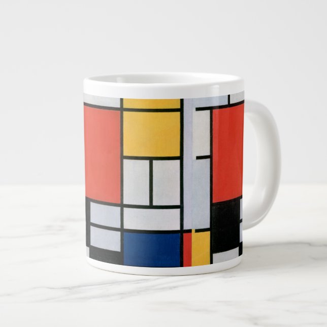 Taza De Café Gigante Composición Mondrial Negro Rojo Amarillo (Derecha)