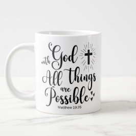 Taza De Café Gigante Con Dios todas las cosas son posibles - Mateo 19:2