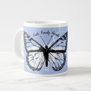 Taza De Café Gigante Con monograma azul de los amigos de la familia de