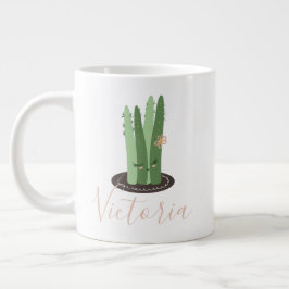 Taza de café gigante con nombre de cactus Stapelia