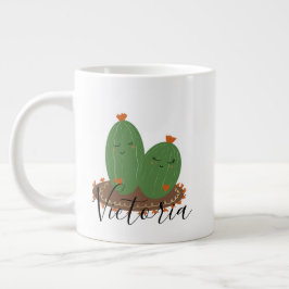Taza de café gigante con nombre de garabato abraza
