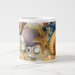 Taza De Café Gigante conchas marinas en la playa