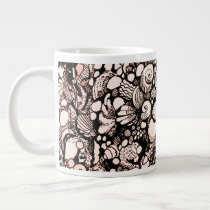 Taza De Café Gigante conchas y guijarros hueso china mug