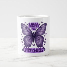 Taza De Café Gigante Conciencia sobre el cáncer de mariposa púrpura