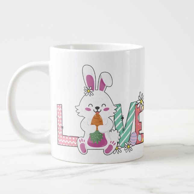 Taza De Café Gigante Conejo celebra el Día de Pascua Gigante café Mug (Izquierda)