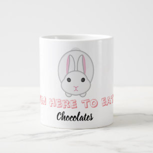 Taza De Café Gigante Conejo de Pascua esperando para comer chocolates