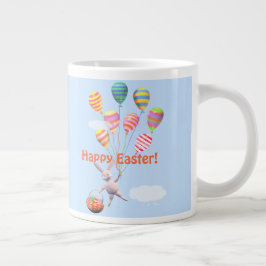 Taza De Café Gigante Conejo de Pascua feliz y globos