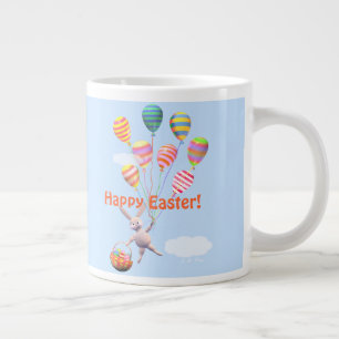 Taza De Café Gigante Conejo de Pascua feliz y globos