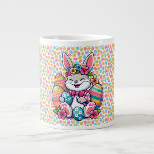 Taza De Café Gigante Conejo hawaiano/tropical de Pascua lindo y colorid