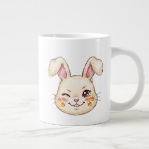 Taza De Café Gigante Conejo travieso guiñando Caramelo de maíz Cara Dol