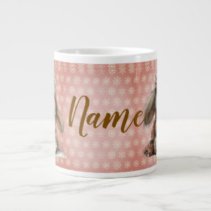 Taza De Café Gigante Conejos de invierno con copos de nieve