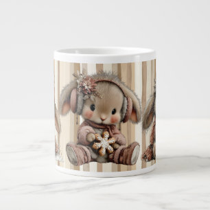 Taza De Café Gigante Conejos de invierno neutros de tonos terrosos