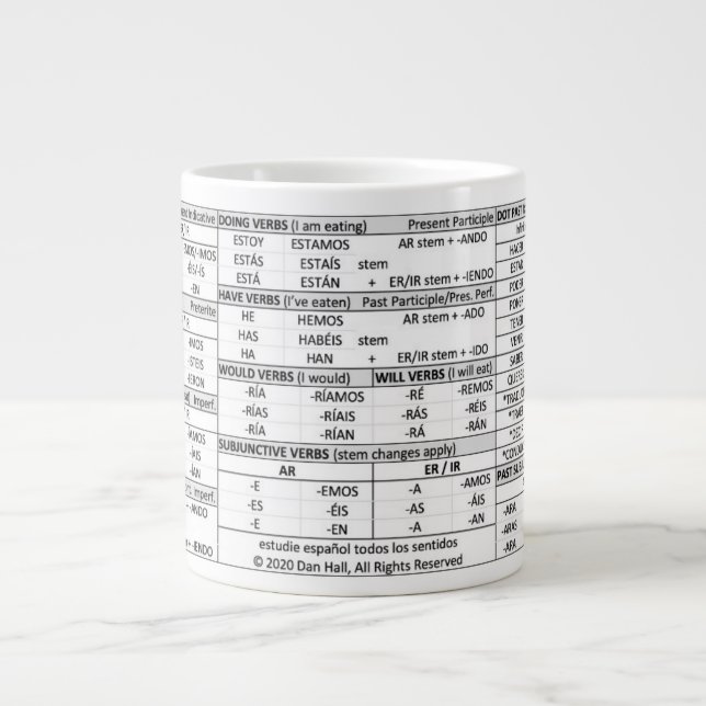 Taza De Café Gigante Conjugación Master Española - 20 Ounce Mug (Frente)