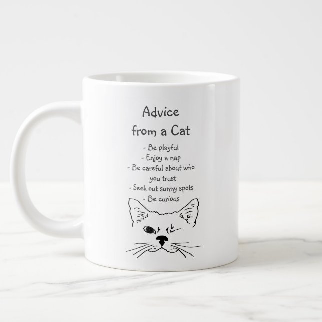 Taza De Café Gigante Consejos del humor animal del gato enrollado (Izquierda)