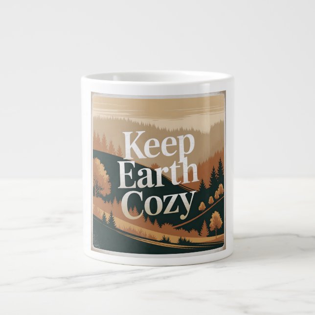 Taza De Café Gigante Conservar la Tierra Cotidiosa Naturaleza Retro Ave (Frente)