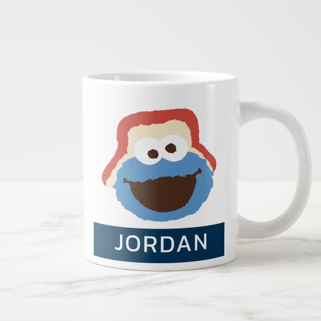 Taza De Café Gigante Cookie Monster Woodland Face | Añadir su nombre (Derecha)