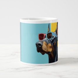 Taza De Café Gigante Cool Doberman with sunglasses