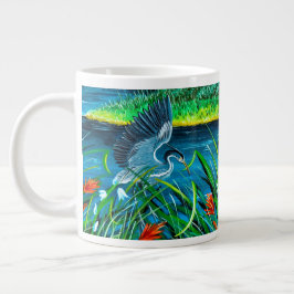 Taza De Café Gigante Copa de café de la pareja de la garza azul