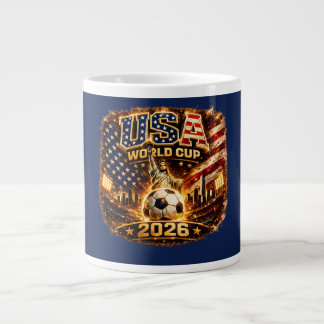 Taza De Café Gigante Copa Mundial de la USA 2026 Arte de Fútbol Vintage