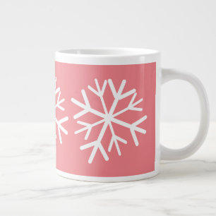 Taza De Café Gigante Copito de Nieve Simple Rosa Blanco
