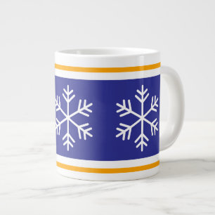 Taza De Café Gigante Copo de nieve nórdico Rayas naranjas azules profun
