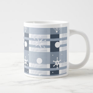 Taza De Café Gigante Copos de nieve azules a cuadros