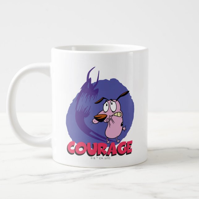 Taza De Café Gigante Coraje al perro cobarde | Sombra gráfica (Izquierda)