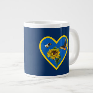 Taza De Café Gigante Corazón amarillo azul de mariposa de abeja de gira