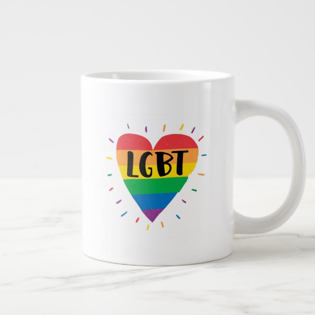 Taza De Café Gigante Corazón arcoiris LGBT (Derecha)