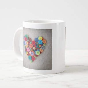 Taza De Café Gigante Corazón colorido de los botones