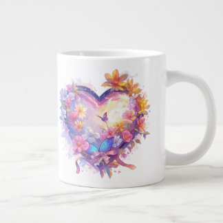 Taza De Café Gigante Corazón de flores