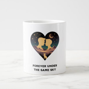 Taza De Café Gigante Corazón de historia de amor cósmico con amantes y 