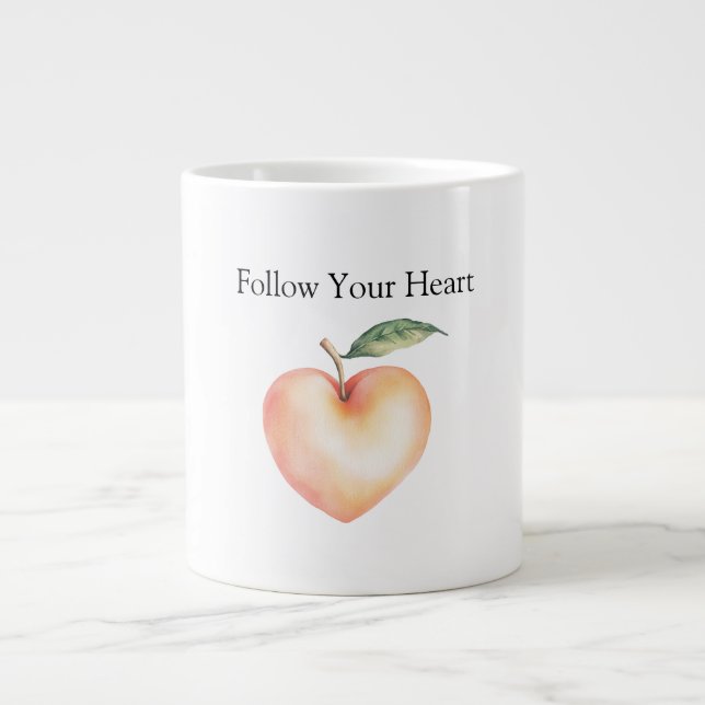 Taza De Café Gigante Corazón de Melocotón (Frente)