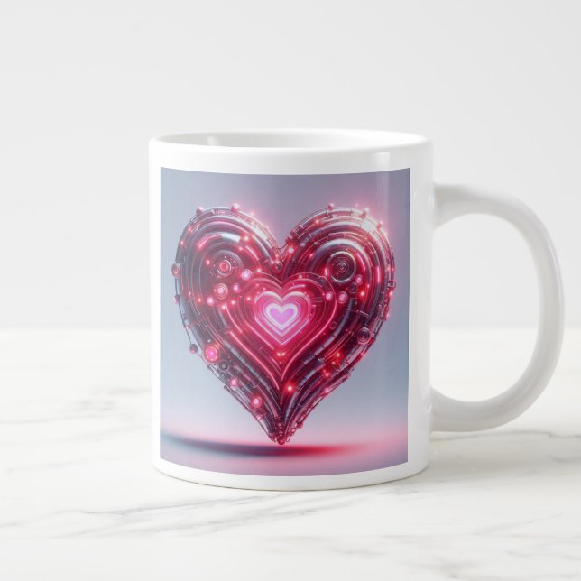 Taza De Café Gigante Corazón rosa brillante futurista moderno (Derecha)