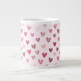 Taza De Café Gigante Corazón Rosa Patrón Lindo – Diseño Romántico y Ele