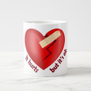 Taza De Café Gigante Corazón roto sanado con parche y cita de vida