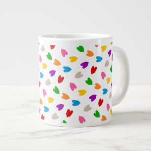 Taza De Café Gigante Corazones De Amor Coloridos Diseño De Patrón Blanc