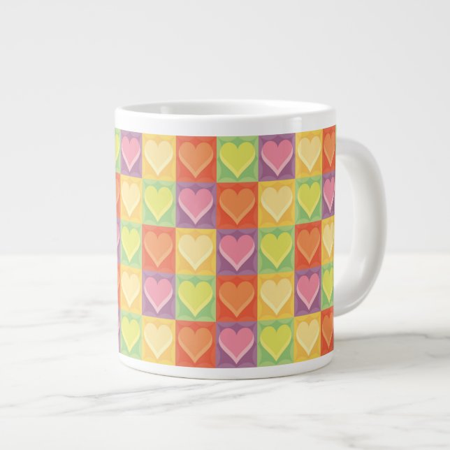 Taza De Café Gigante Corazones de patchwork (Derecha)