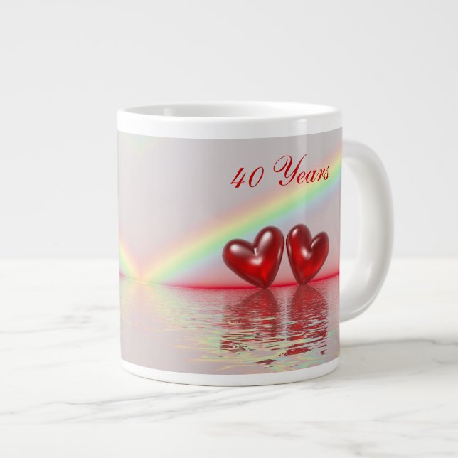 Taza De Café Gigante Corazones de rubí a 40 años (Derecha)