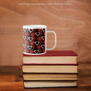 Taza De Café Gigante Corazones en tablero de ajedrez