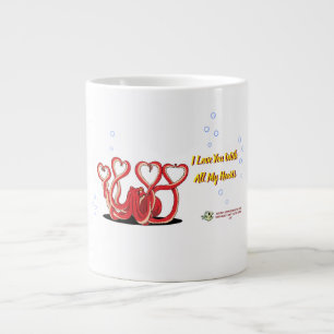 Taza De Café Gigante Corazones Octopus el día de San Valentín